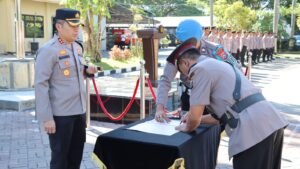Kapolres Nganjuk Pimpin Serah Terima Jabatan Kabaglog, Kasat Bimas dan Kapolsek Ngluyu
