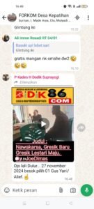 Seorang oknum Kepala Desa Kepatihan, di duga Kampanyekan dan ajak warga serta dukung Paslon nomer urut 1 di pilkada serentak kabupaten Gresik tahun 2024