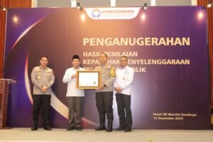 Polres Kediri Kota Raih Penghargaan Dari Ombudsman RI