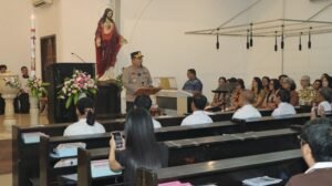Kapolres Nganjuk Hadiri dan Beri Sambutan Saat Pengamanan Ibadah Paskah di Gereja Paroki Santo Paulus Nganjuk