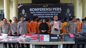 Konferensi Pers, Polres Nganjuk All Out! 63 Tersangka dan 47 Kasus Dibongkar