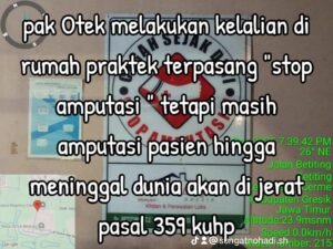 Di duga mal praktek seorang perawat mengamputasi pasien penyakit diabetes hingga meninggal dunia