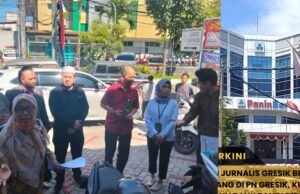 Persatuan jurnalis Gresik bersatu(PJGB) kawal sidak pengadilan negeri di duga bank Panin gelapkan SHM atas nama Molyo Cipto amin
